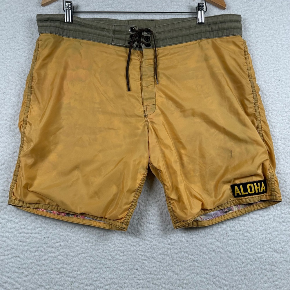 Birdwell Beach Britches 311 Aloha Gold Board Shorts Swim Trunks Mens 37 USA Surf